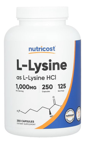 Nutricost L-lisina 500 Mg 250 Cápsulas 125 Servs Sfn