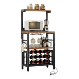 Wine Bakers Rack Table With Glass Holder And Wine Storag Eem