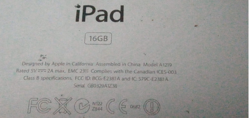 iPad First Gen Modelo A1219