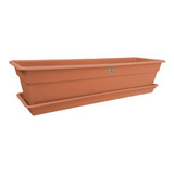 Maceta Jardinera Grande De Plástico # 3 Con Plato Base 60cm Color Terracota