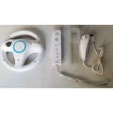 Control Nintendo Wii Con Nunchuk Blanco Volante Y Protector