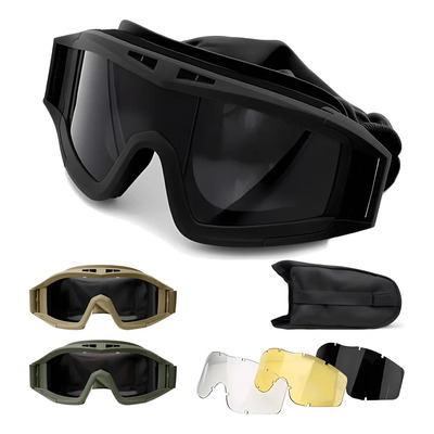 Lentes Tácticas Goggle Militares Careta Gafas Con 3lentes Color Negro | Meses sin interés