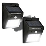 Kit 2 Luminarias Solar Led Luz Automática Sensor De Presença