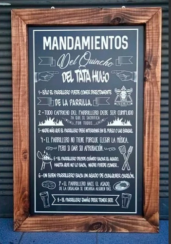 Cuadro Decorativo Los Mandamientos Del Quincho Personalizado