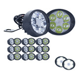 10 Par Faros 6 Leds Ovalado Auxiliares Base Moto Fija Estrob