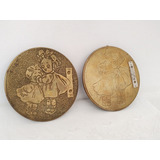 Antiguo Platos De Adorno Infantil En Bronce