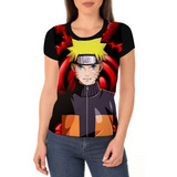 Camiseta/camisa Feminina Naruto Shippuden- Selo Kyuubi Preto