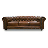 Sala De Piel - Chesterfield / Sofa Y Love - Confortopiel Color Caramelo