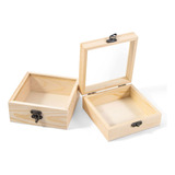 Useekoo 2 Cajas Pequenas De Madera Con Tapa, 4.7 X 4.7 X 2 P