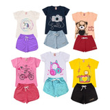 Kit Lote 6 Conjunto De Menina Roupa Infantil Feminino 