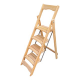 Escalera  Tijera 4 Peldaños De Madera Plegable Uso Rudo