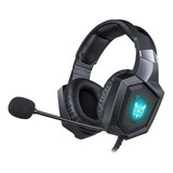 Fone De Ouvido Over-ear Gamer Onikuma K8 Preto Com Luz  Rgb Led