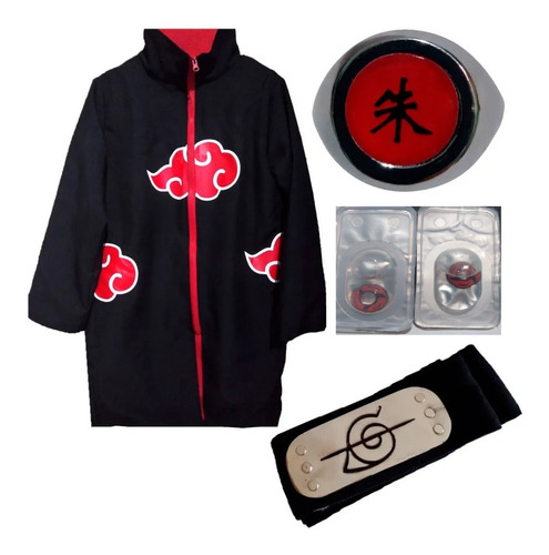 Naruto Disfraz Itachi Uchiha Gabán Anillo Bandana Lentes 