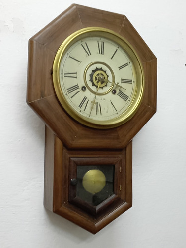 Antiguo Reloj De Pared Waterbury Clock  Despertador Usa 