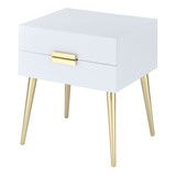 Acme Furniture Mesa Auxiliar Denvor, Blanco/dorado