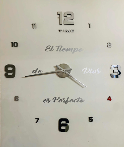 Reloj De Pared 3d Con Frase En Vinilo Pequeño 50x50cms