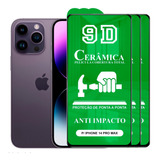 Kit 3x Película 9d Cerâmica P/ iPhone 14 Pro Max Protetora