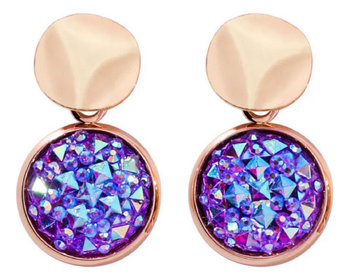 Par De Aretes Cristal Austriaco Swarovsky Lila Dama Regalo