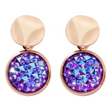 Par De Aretes Cristal Austriaco Swarovsky Lila Dama Regalo