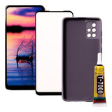 Display Compatível Galaxy A71 Aro + Película + Case + Cola