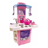 Big Cozinha Infantil Completa Kit Brinquedo Fogão Criança Cor Rosa