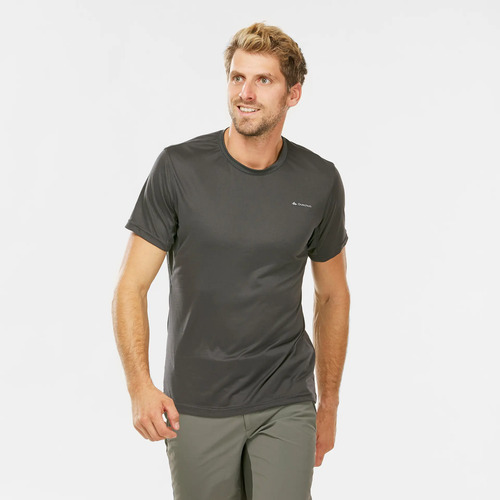 Playera Manga Corta Trekking Mh100 Hombre Gris Quechua