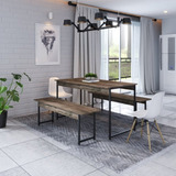 Conjunto Mesa De Jantar Com 2 Banco E 2 Cadeiras Eames Base