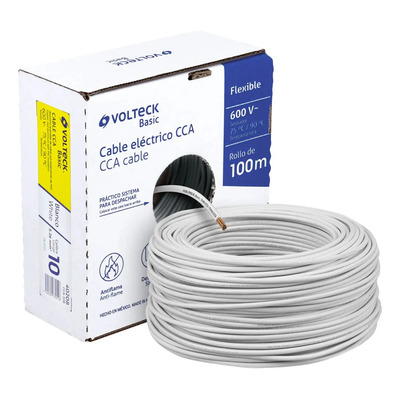 Cable Eléctrico Calibre 10 rollo con 100m, Blanco VOLTECK CCA-10B | Envío gratis