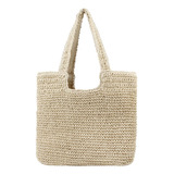 1 Bolso De Playa De Paja Grande For Mujer, Bolsos De Hombro