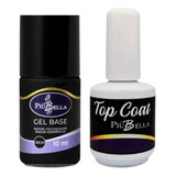 Top Coat 15ml  + Gel Base 10ml  Piu Bella Alongamento Unhas