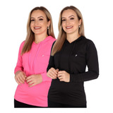 Kit 2 Blusa Feminina Com Capuz E Encaixe Dedo Proteção Uv50+