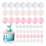 Kit Cake Toppers Perlas Transparentes Blanco Y Rosa 108pzs