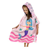 Toalha Roupão Poncho Infantil Capuz Piscina Praia Algodão