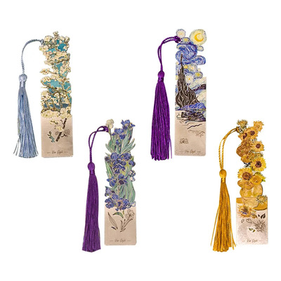 4pz Separadores Libros Metalicos,marcapáginas Metal Arte Azul Acero Yd0021