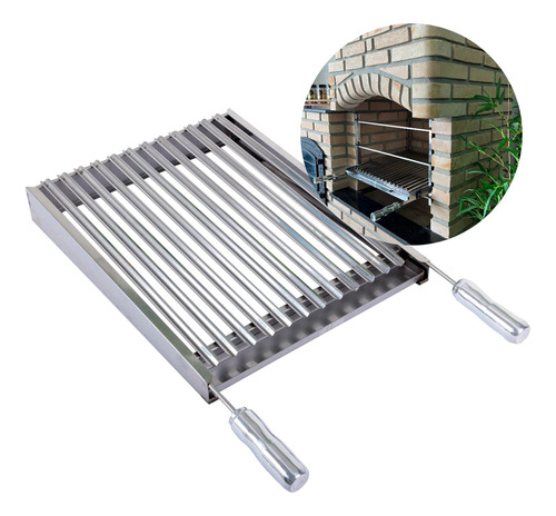 Grelha 60x55 Parrilha Argentina Inox Com Descanso Churrasco