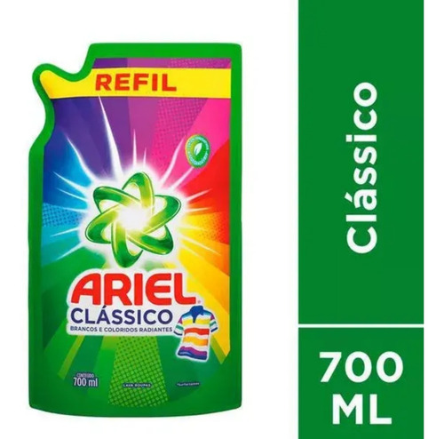 Sabão Líquido Ariel Clássico Roupas Brancas E Coloridas Sachê 700 Ml