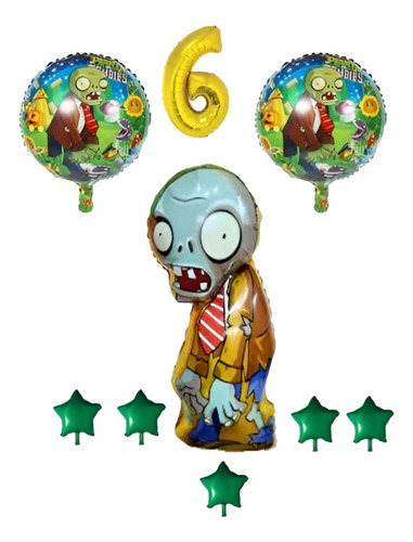 9 Art Globos Metalizados Plantas Vs Zombie Cotillon