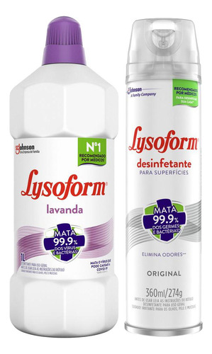 Kit Desinfetante Lysoform Lavanda 1l + Aero Original 360ml