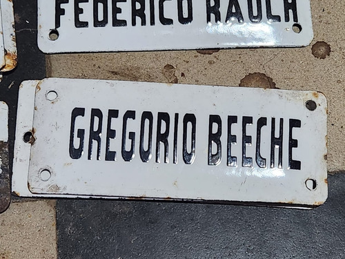 Cartel Antiguo Enlozado De Calle Gregorio Beeche