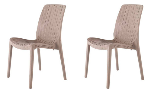 Silla Tipo Rattan De Comedor Terraza, Polipropileno Set De 2