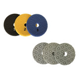 Disco Diamantado Lija Pad Ø100mm Kit X3 Pule Seco/húm Mármol