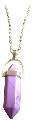Collar-cadenita-acero Quirúrgico-piedra-howlita-violeta