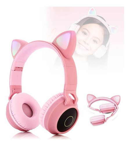 Audífonos Led Inalámbricos  Bluetooth De Gato Para Niños