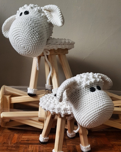 Banquito Oveja Tejido Crochet Pato& Punto