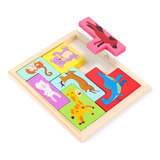 Tetris Rompecabezas Encastre Juego Mesa Madera 7 Pzas Color