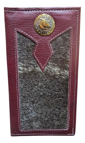 Cartera Vaquera Larga De Piel Con Pelo De Res