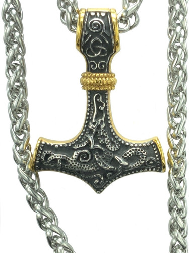  Collar Martillo Thor Mjolnir Hombre Proteccion Fuerza Acero