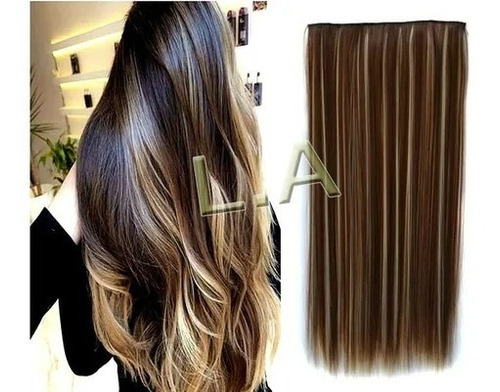 Aplique Cabelo Alongamento Tic Tac Castanho Com Mechas