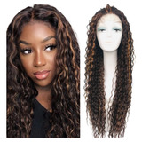 Peruca Front Lace Longa 100% Orgânica Cacheada Afro 60cm+wig