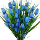 Tulipanes Artificiales X8ramos (5tallos-flores C/u) Azul